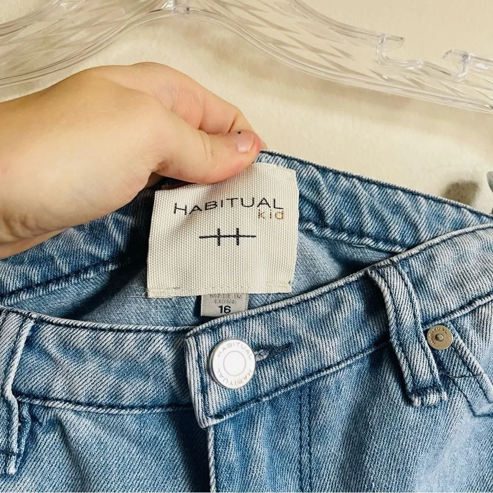 Habitual Kids Girls' Distressed Exposed Pocket Denim Short 16